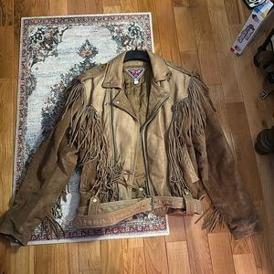 MOB genuine leather western jacket with fringe